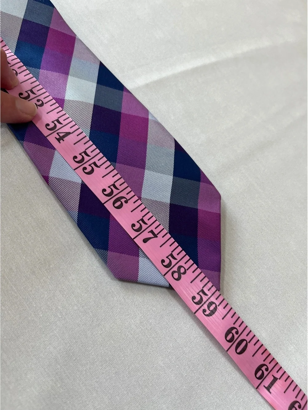 Tommy Hilfiger silk neck tie blue navy pink plaid